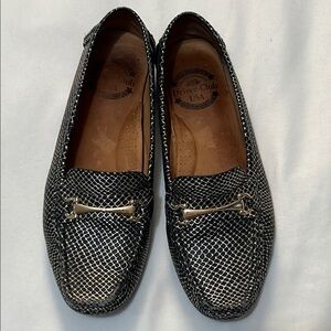 Driver Club USA “Hollywood” Navy/Gold Leather Snake Embossed Driving Moccasins